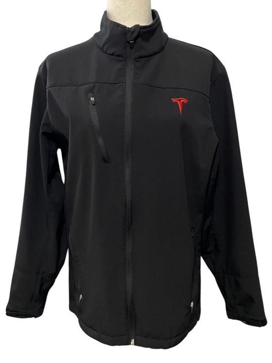 Tesla Motors Soft Shell Windbreaker Jacket Men’s Size M (Approx) Black Red
